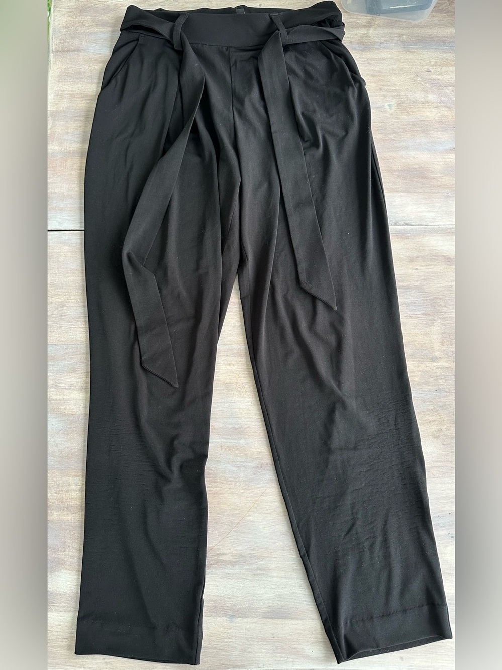 Express black flowy straight leg tie high waist pants XS